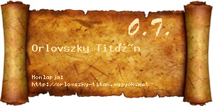 Orlovszky Titán névjegykártya